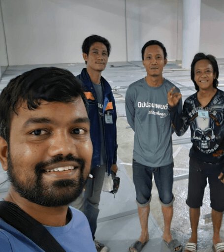 SpaceHub team on-site, before the conversion